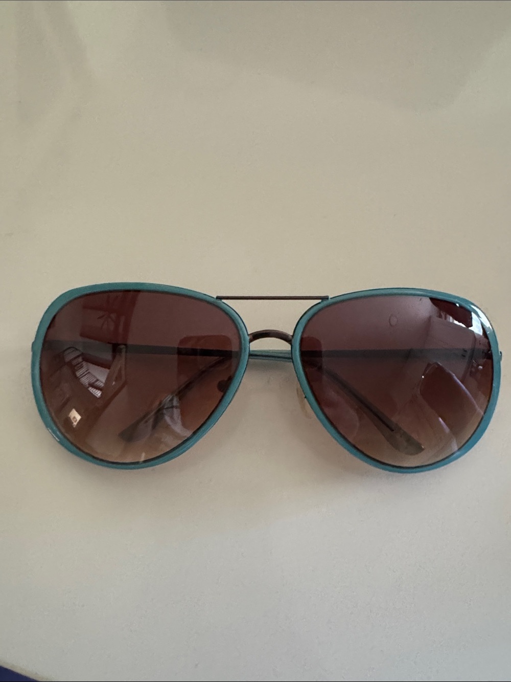 Vintage Aviator Sunglasses in Turquoise with Brown Lenses